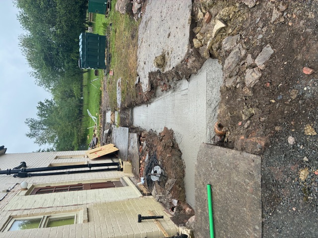 Concrete poured and laid into a foundation strip
